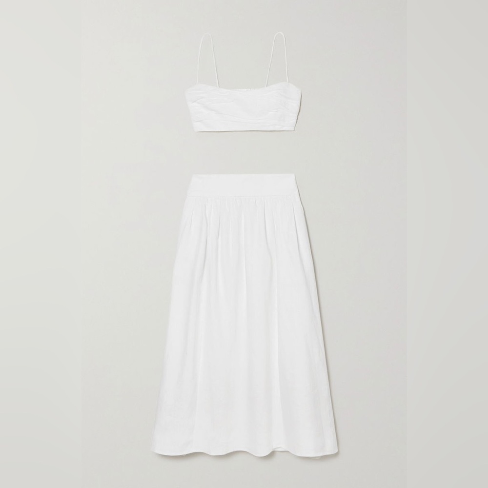 NWT Reformation Louise Linen Set Two Piece white size 12 skirt size 10 top - Picture 2 of 4